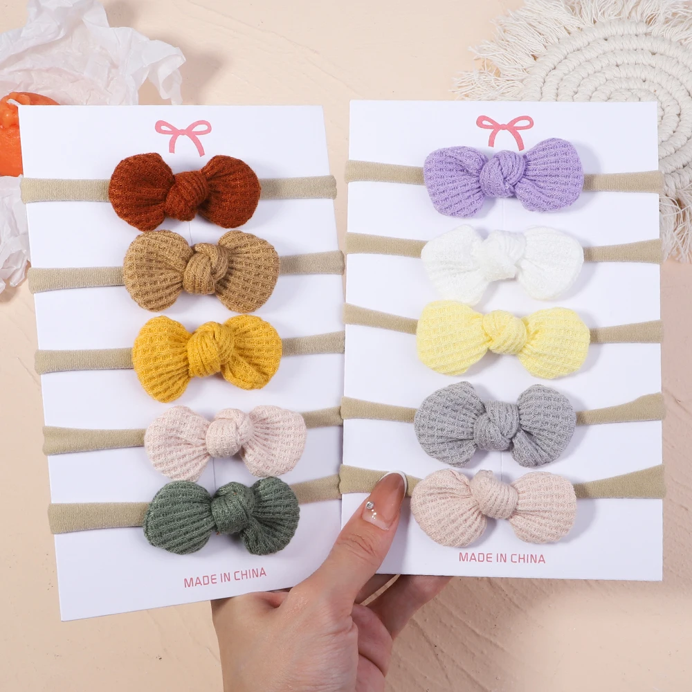 

Повязка на голову для девочек, эластичная, однотонная, 5 шт./компл., для новорожденных