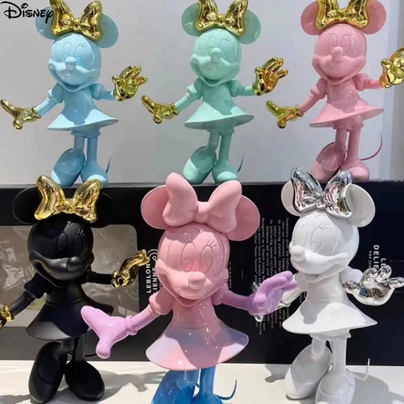 

31CM Disney Kawaii Minnie Mouse Statue Beckoning Mickey Cartoon Figure Resin Sculpture Shop Home Decoration Trendy Ornaments