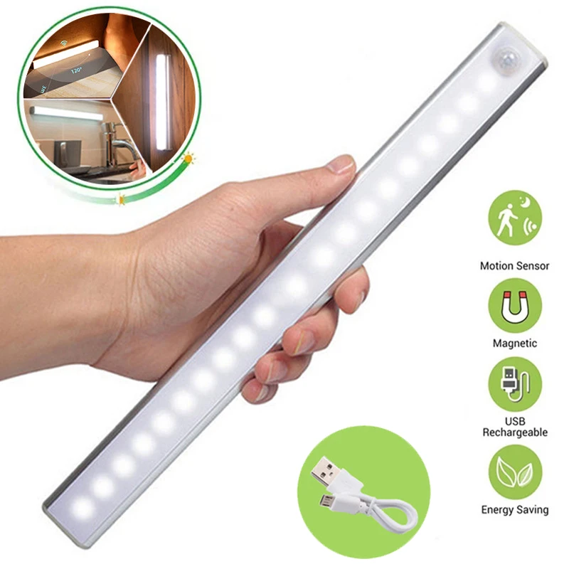 

Motion Sensor Light Wireless LED Night Light USB Rechargeable Night Lamp Cabinet Wardrobe Lamp Staircase Backlight For Kitchen