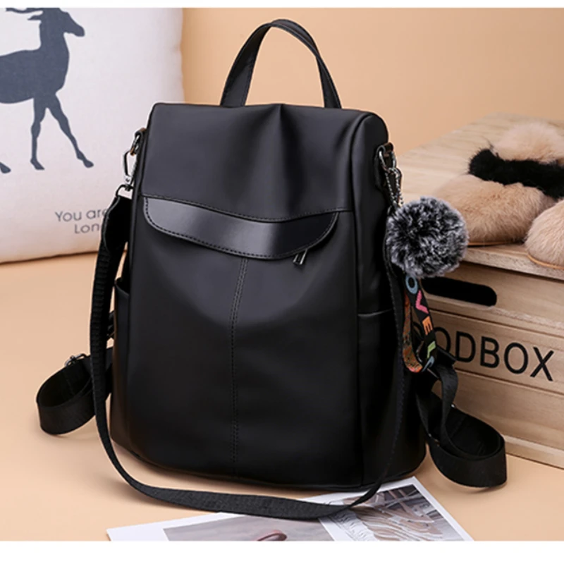 

2022 Casual Women Backpacks Purses Anti-theft Oxford Rucksacks with Hairball Large Capacity School Shoulder Book Bag