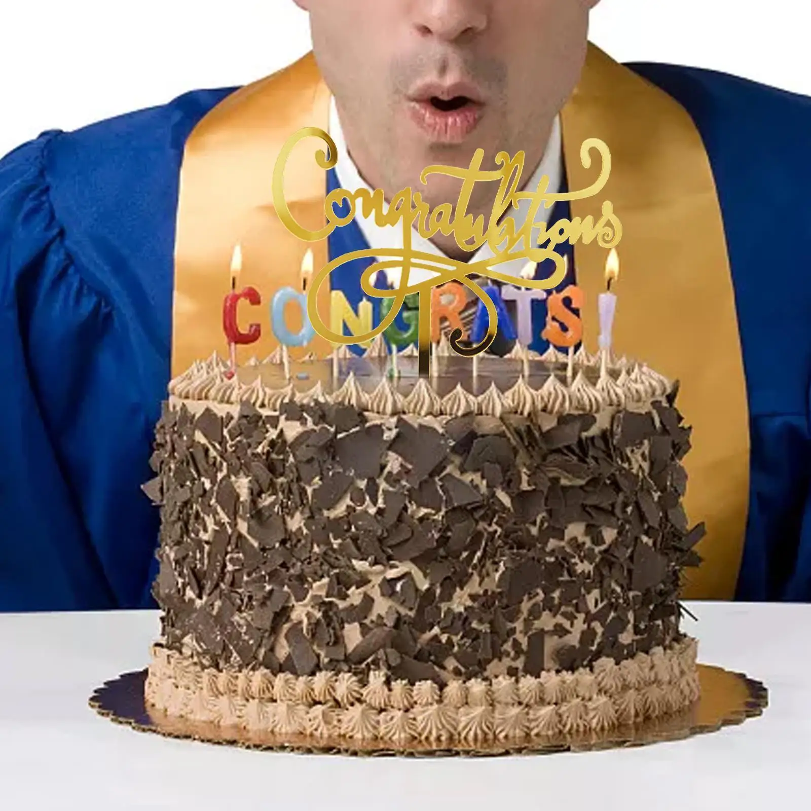 

Акриловая Золотая выпускная Кондитерская насадка для торта, поздравление, градиент, принадлежности для торта, 2022 праздвечерние чные украше...