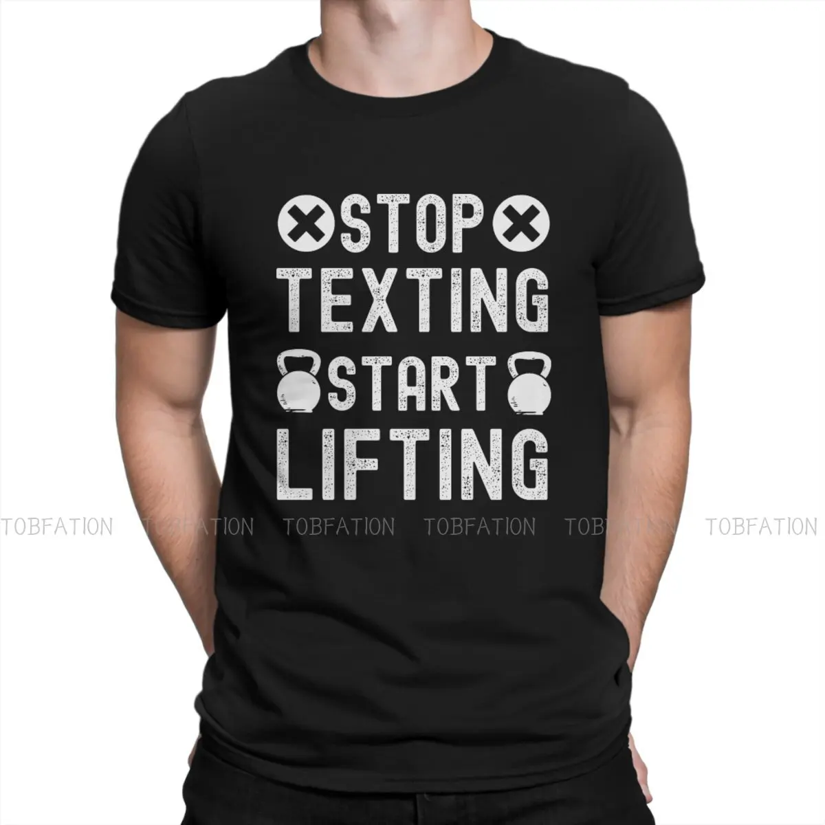 

Stop Texting Start Lifting Casual TShirt Ronnie Coleman Fit Exercise Creative Tops Casual T Shirt Male Tee Unique Gift Clothes