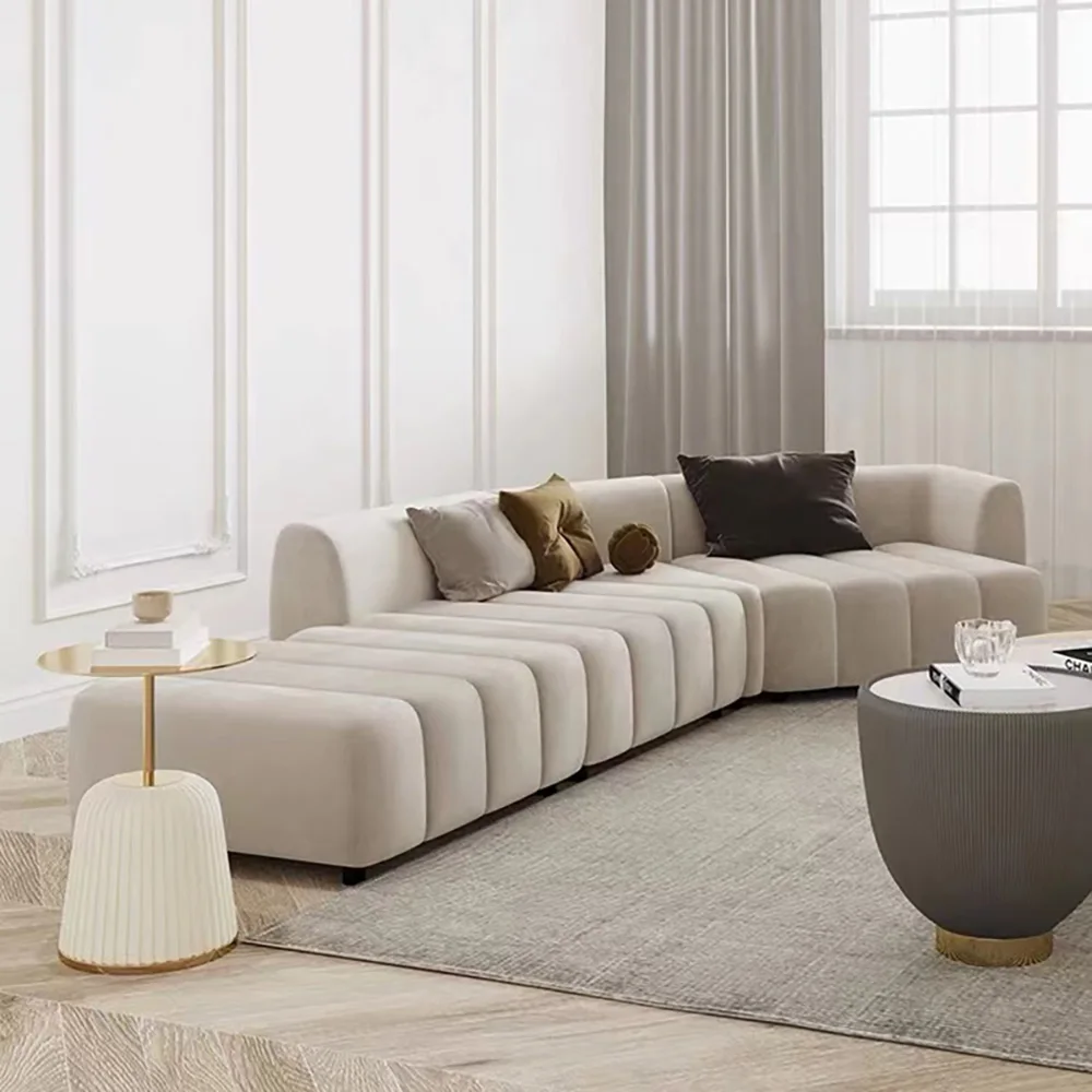 

Special-Shaped Corner Sofa Technology Cloth Combination Sofa Villa Size Living Room Furniture