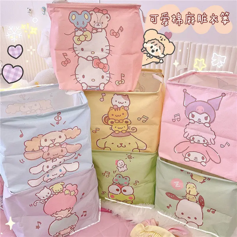 

Милые аксессуары Sanrios Cinnamoroll Kuromi Mymelody Pompompurin Pochacoo мультяшная Милая Складная Холщовая Сумка для хранения подарок для девочек