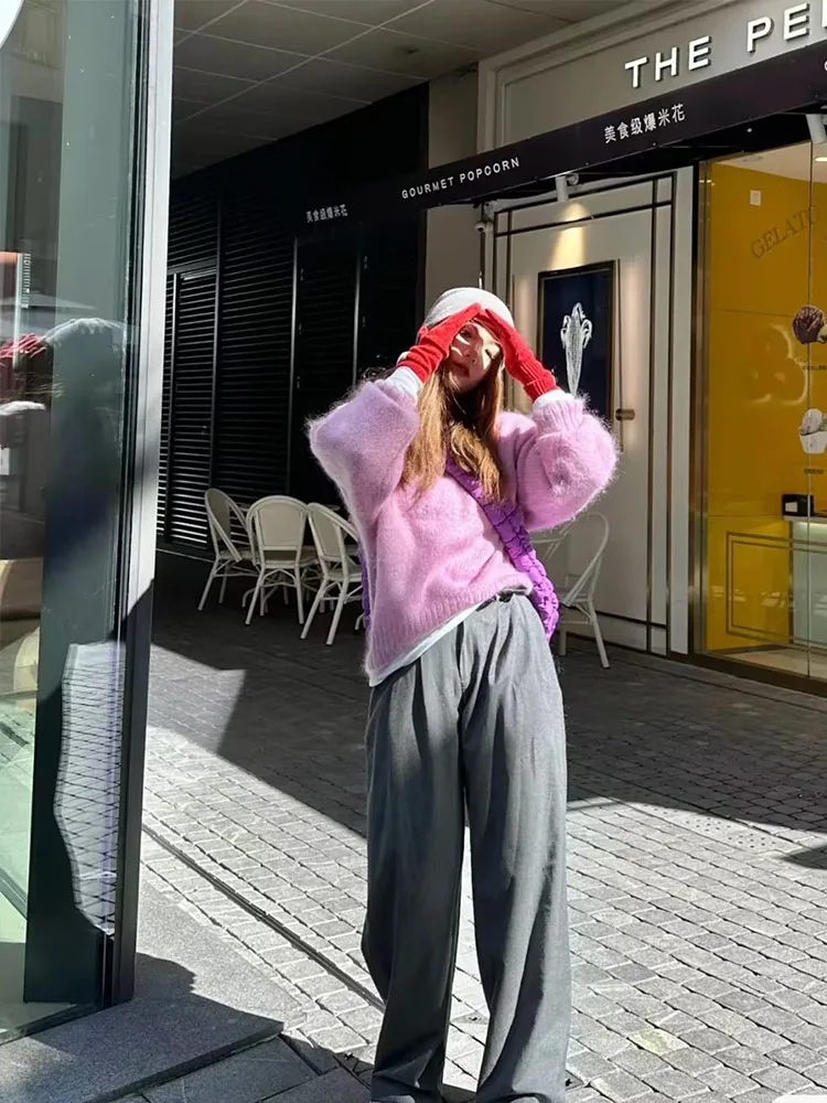 

Женские повседневные брюки в стиле ретро, плиссированные свободные брюки с высокой талией, молнией спереди и боковым карманом, 2023