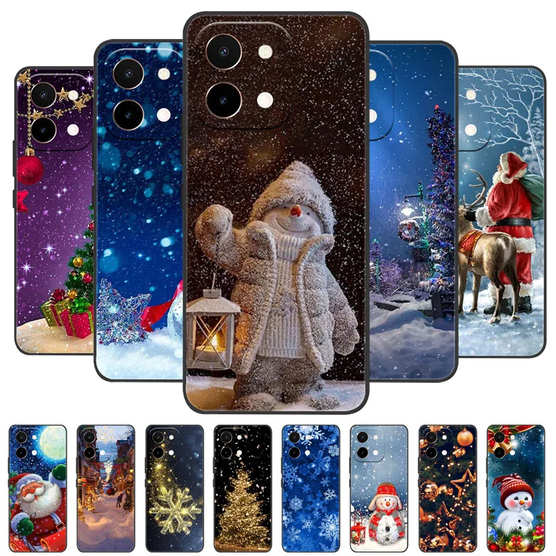 Рождественский окрашенный чехол для Vivo Y28 4G силиконовый мягкий V2352 телефона