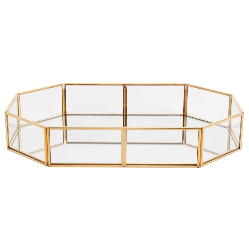 

Nordic Style Glass Copper Geometry Storage Baskets Box Simplicity Style Home Organizer For Jewelry Necklace Dessert Plate