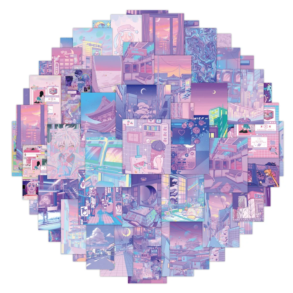 

10/30/50PCS Cartoon Anime Purple Girl Laser Series Stickers for Luggage Laptop IPad Gift Journal Waterproof Stickers Wholesale