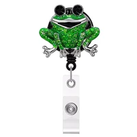 swan frog turtle diamond badge reel for credentials id name badges holder retractable rotatation easy pull lanyard badge clip