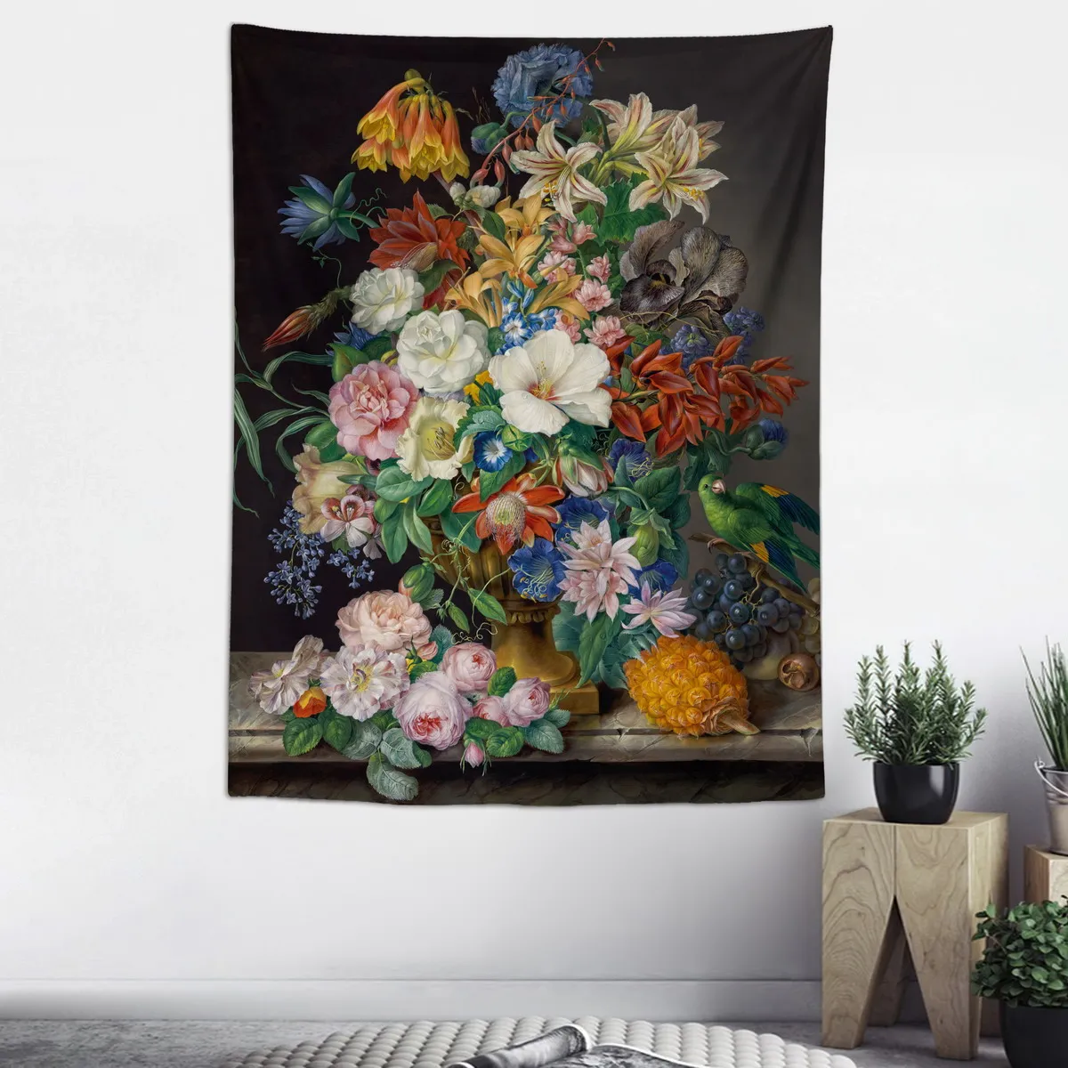 Картина маслом тюльпан цветок и птица богемное украшение для сада настенный