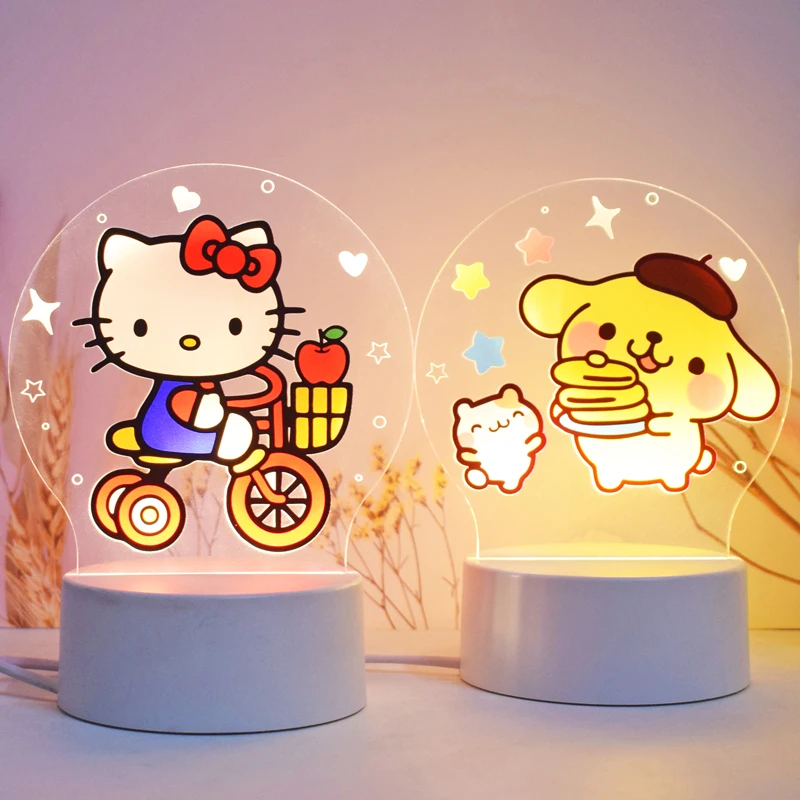 

Kawaii Sanrios аниме Cinnamoroll Dog My Melody Kuromi креативный милый Ночной светильник мини настольная лампа мечтательный Ночной светильник подарок для девоч...