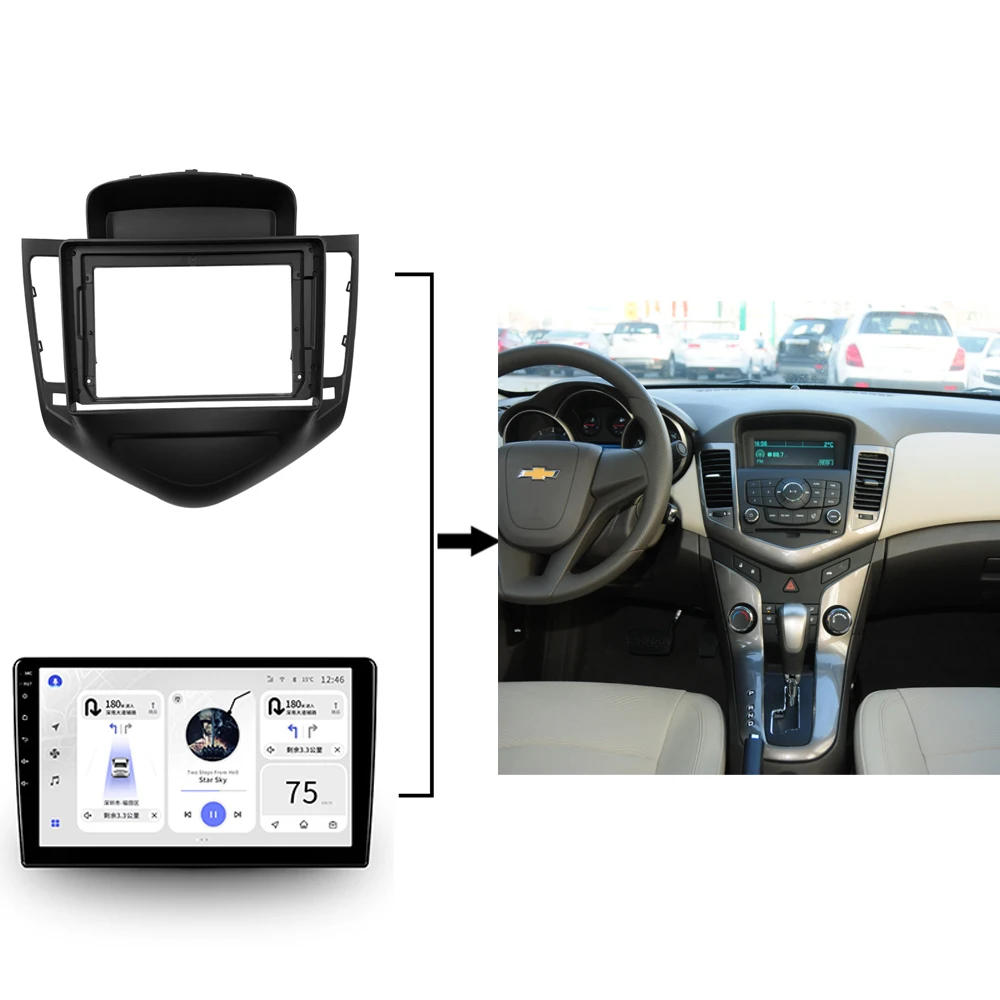 

BYNCG 9 Inch Radio Fascia Stereo GPS DVD Player Install Surround Trim Panel Kit Frame Bezel For Chevrolet Cruze 2013