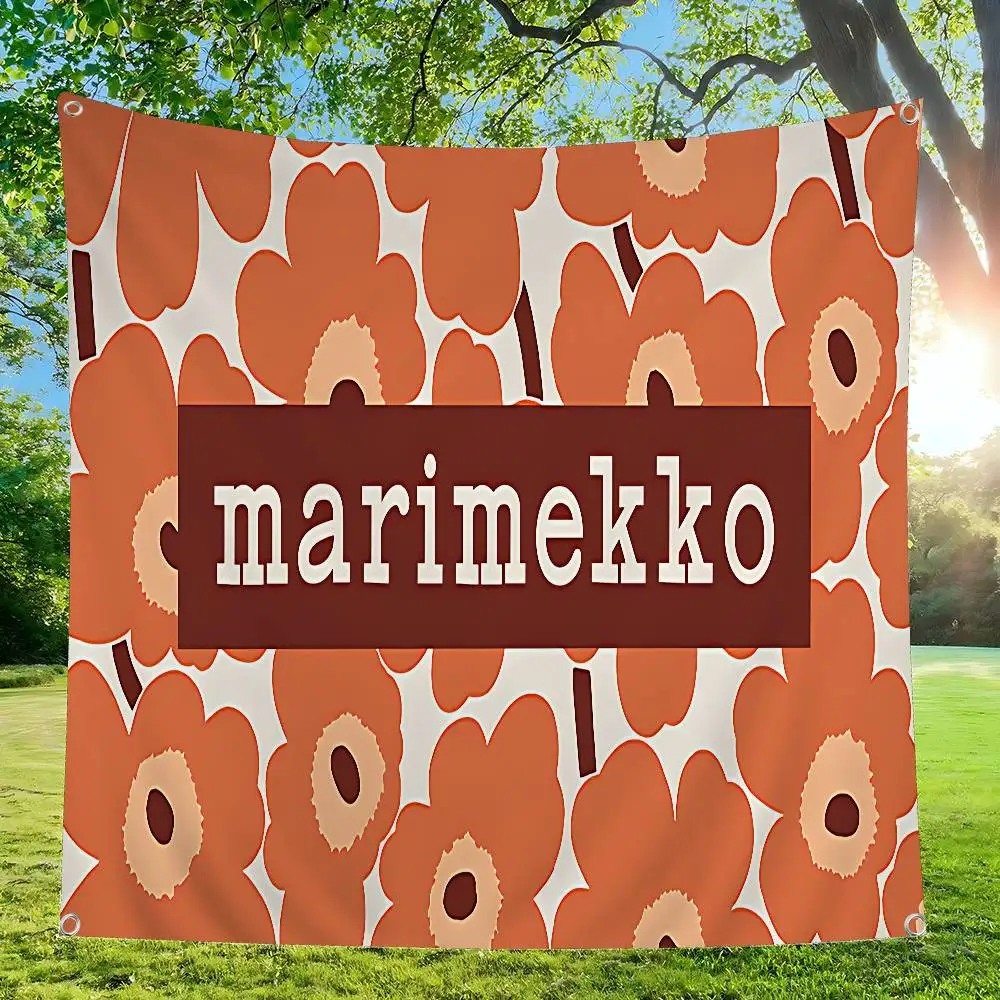 Фото Флаги Marimekko U-Unikko с цветочным узором для семейных встреч, создания атмосферы на природе, украшения для кемпинга, баннеры №5