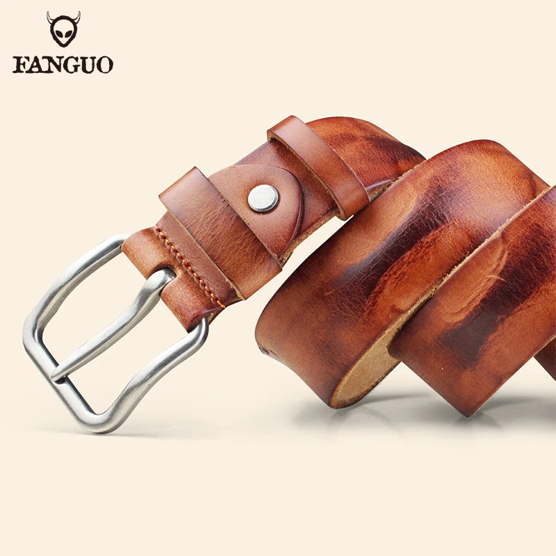 

Retro Mens Belt Handmade Genuine Leather 37mm wide Male Cowhide Belt Fashion All-match Jeans Soft Belt For Women