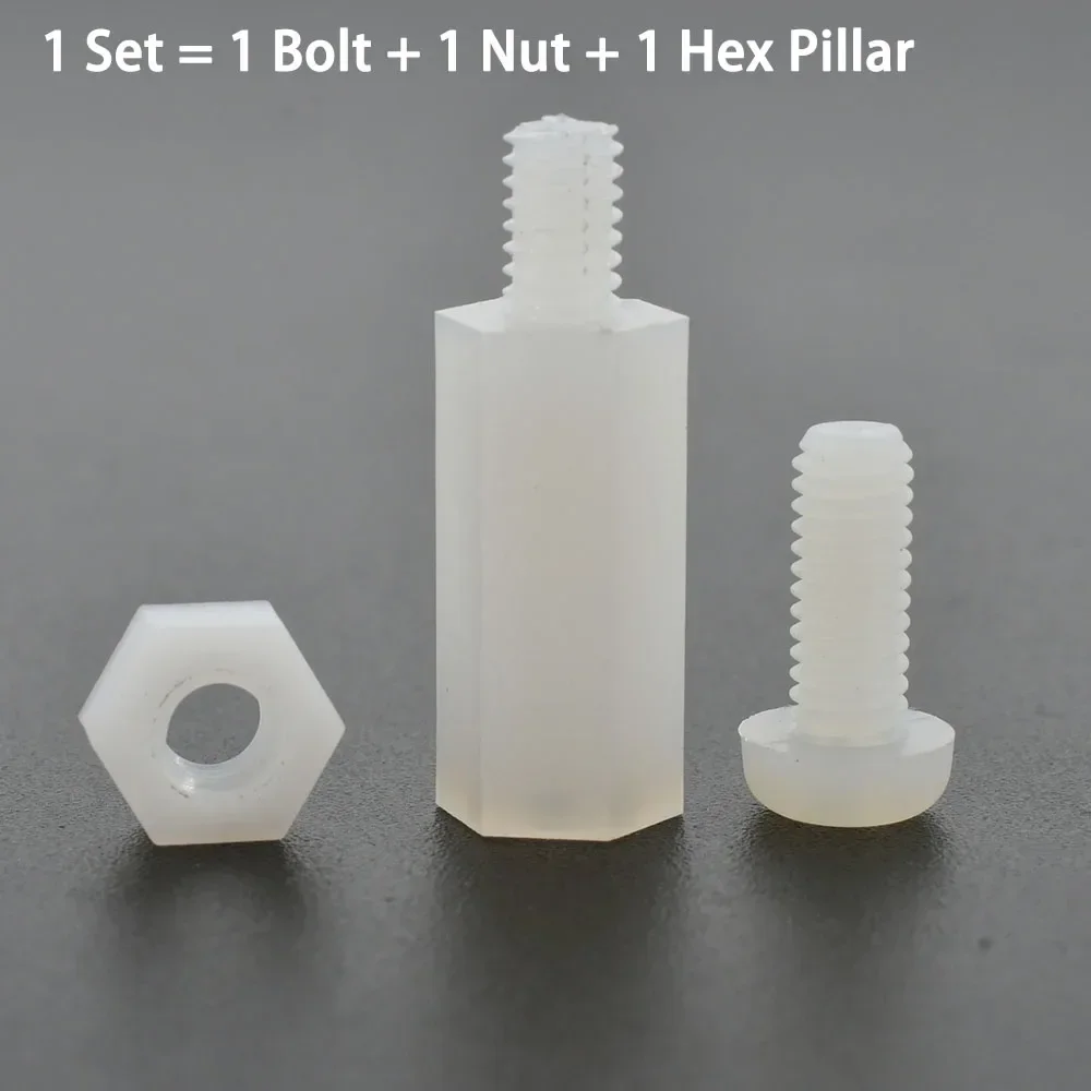 M2 M3 M4 M5 M6 Белые шестигранные нейлоновые стойки для материнской платы, монтажная стойка, шпилька, расстояние, винт, гайка, комплект опорных стоек для печатной платы, болт