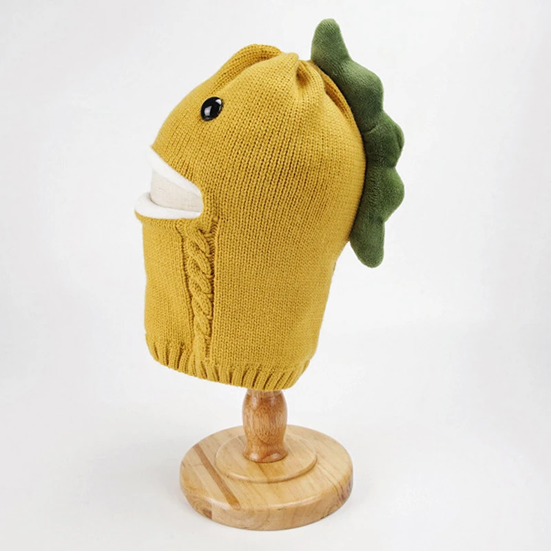 

Cartoon Winter Baby Bonnet Dinosaur Warm Hat Scarf One Piece Warm Ears Kids Cap for Boys Girls Accessories