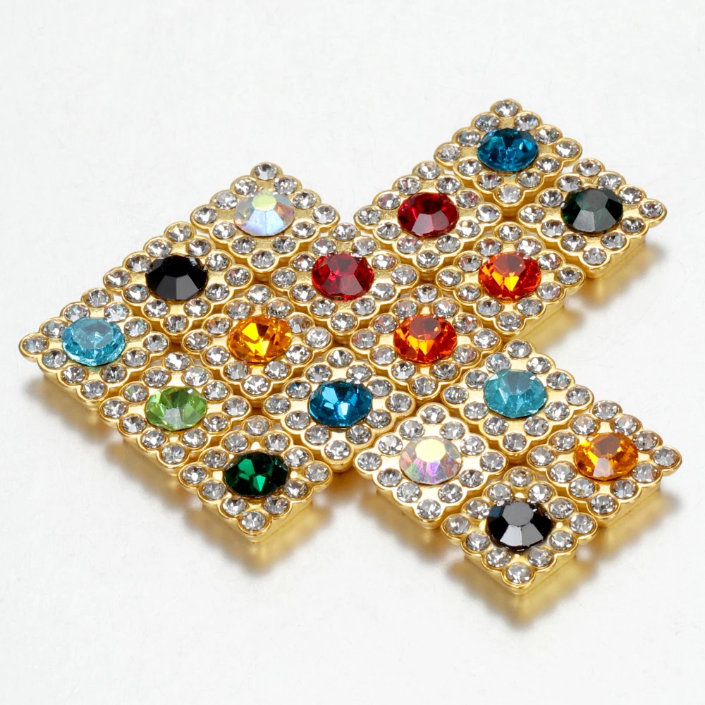 100pcs 10mm Square Rhinestone Cabochon Loose Bead for DIY Jewelry Making Crystal Headband Patch Handmade Needdlework Accessories