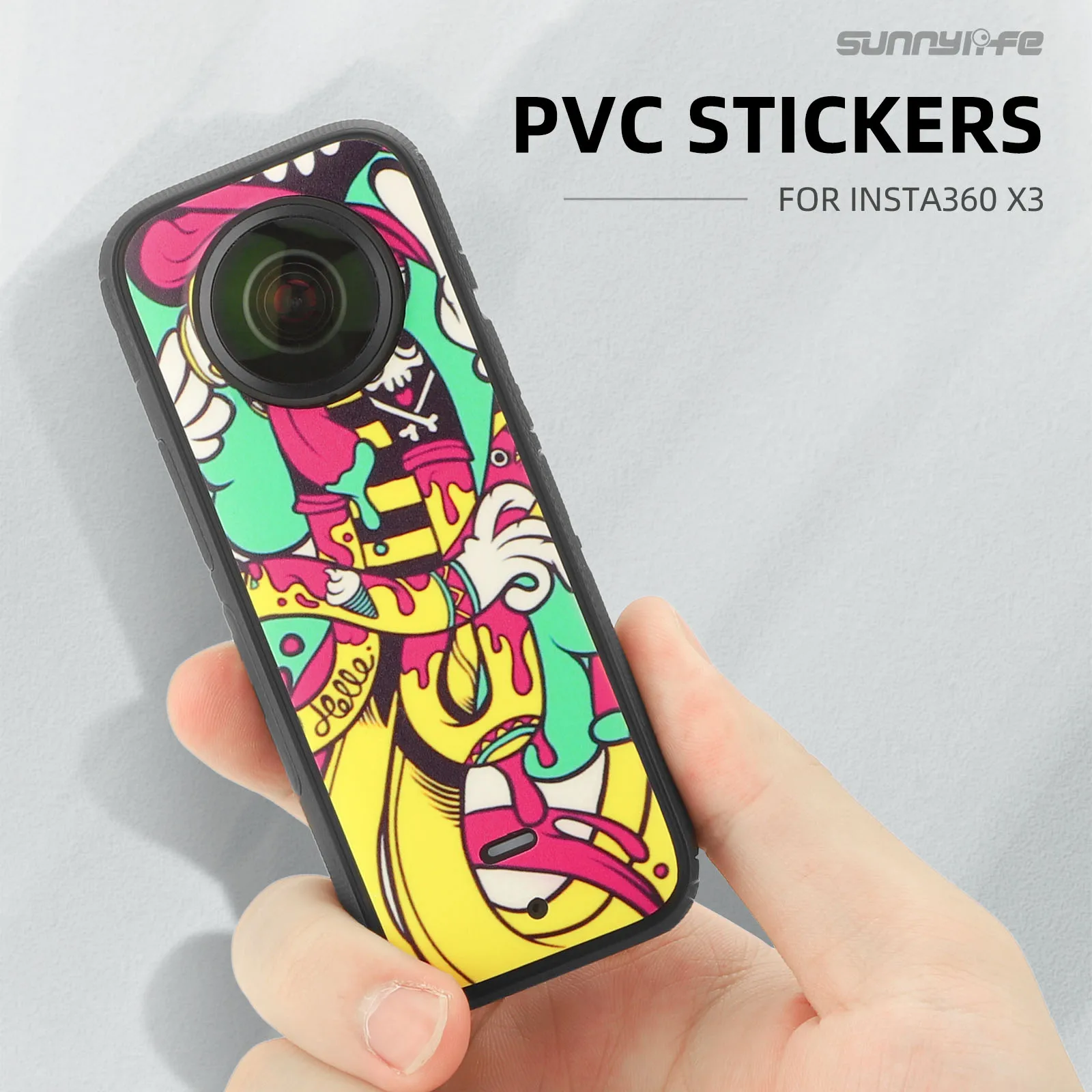 For Insta360 X3 Camera PVC Stickers Protective Film Waterproof Scratch-proof Decals Removable Skin for Insta 360 X3 Accessories