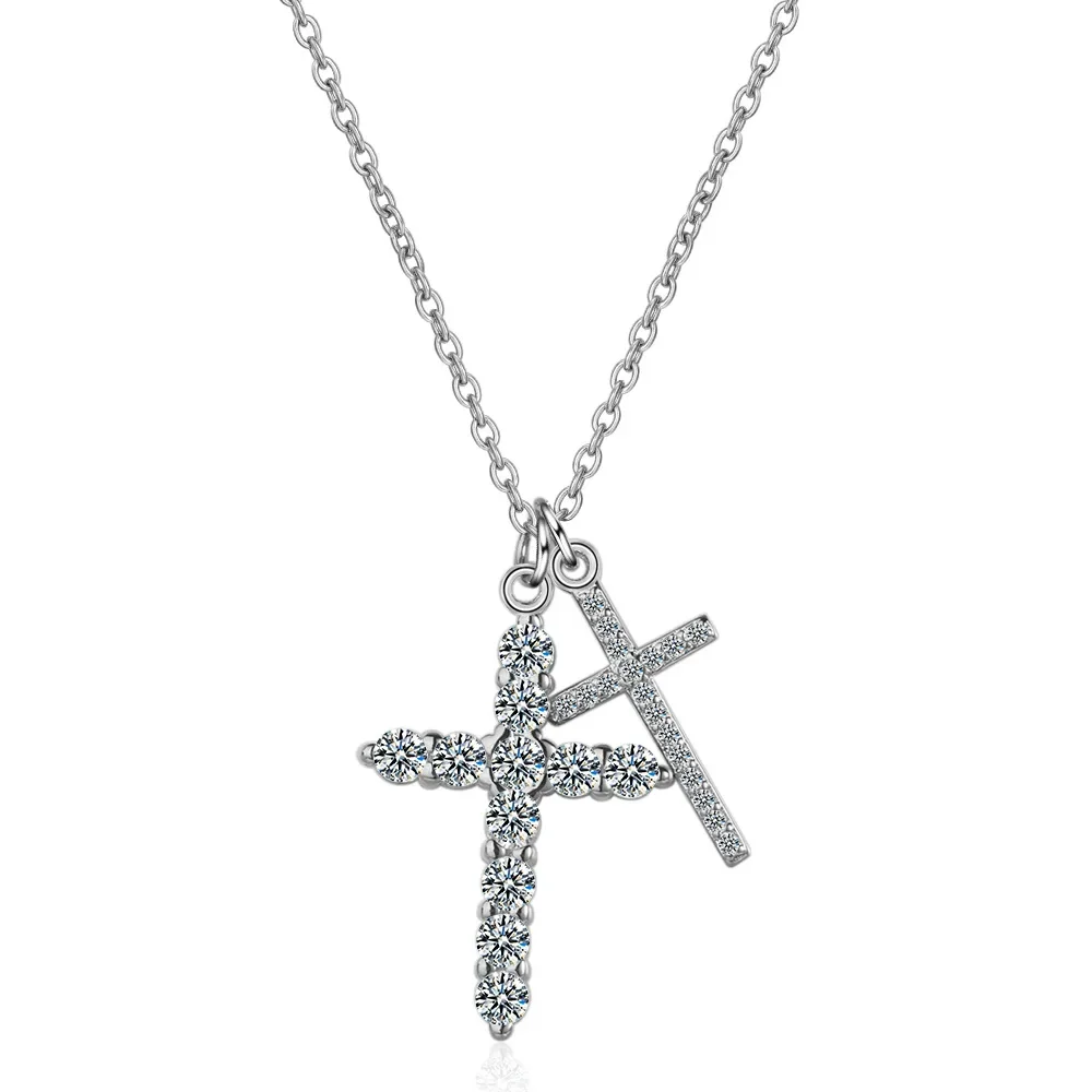 

DIWENFU Sterling Silver 45cm Necklace Diamond Cross Pendant for Women Vintage Diamond Accented Silver 925 Jewelry Pendant Women