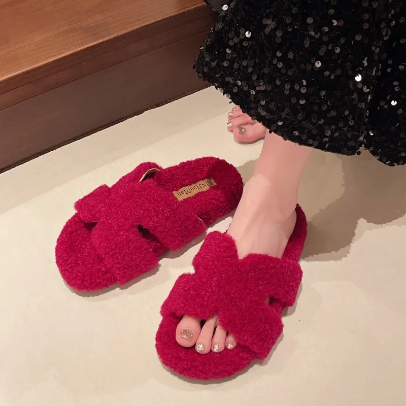 Роскошные новые женские меховые туфли на высоком каблуке уличная универсальная