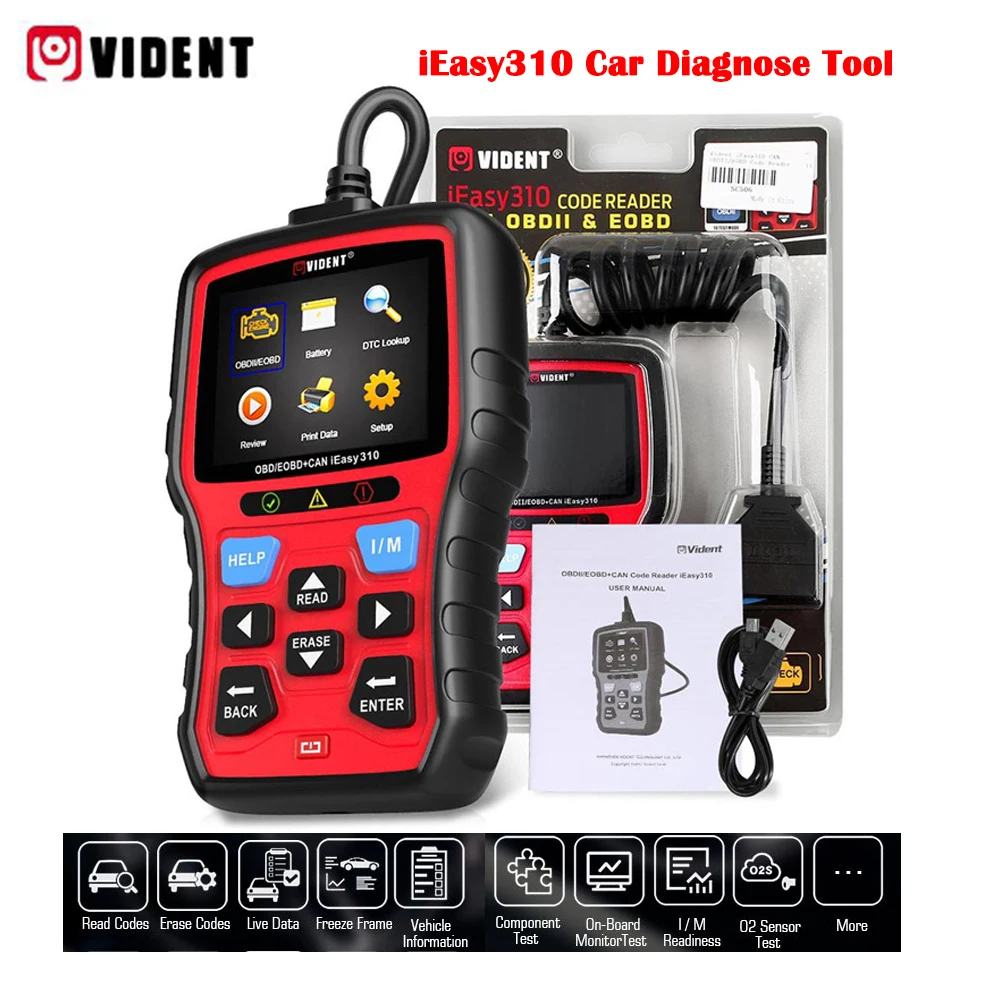 Vident iEasy310 OBD2 Scanner OBDII Code Reader Automotive Car Diagnostic Tool Live Data Clear Fault Codes Erase DTCs PlayBack