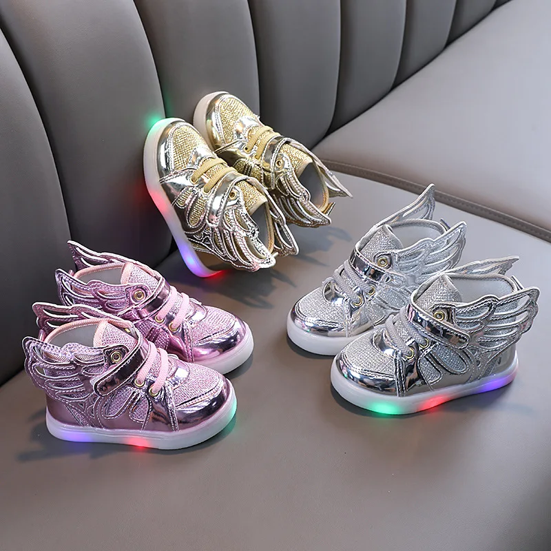 

Wings Children Shoes Fashion Spring Autumn Glow Flashing Shoe Kids Korean Style Baby Shoes Boys and Girls Sports Shoes кроссовки