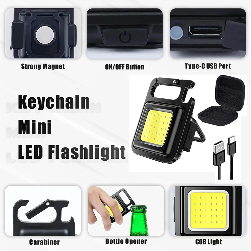 

Портативный штопор с мощным рабочим светом и зарядкой от USB светильник, водонепроницаемый мини-брелок с 4 светильник Мами освещения для рыба...