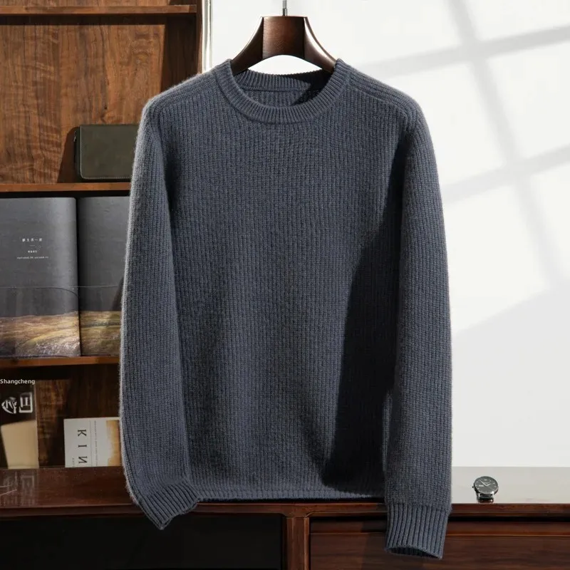 Осень/зима 2023 новая мужская утолщенная верхняя шерстяная рубашка с круглым
