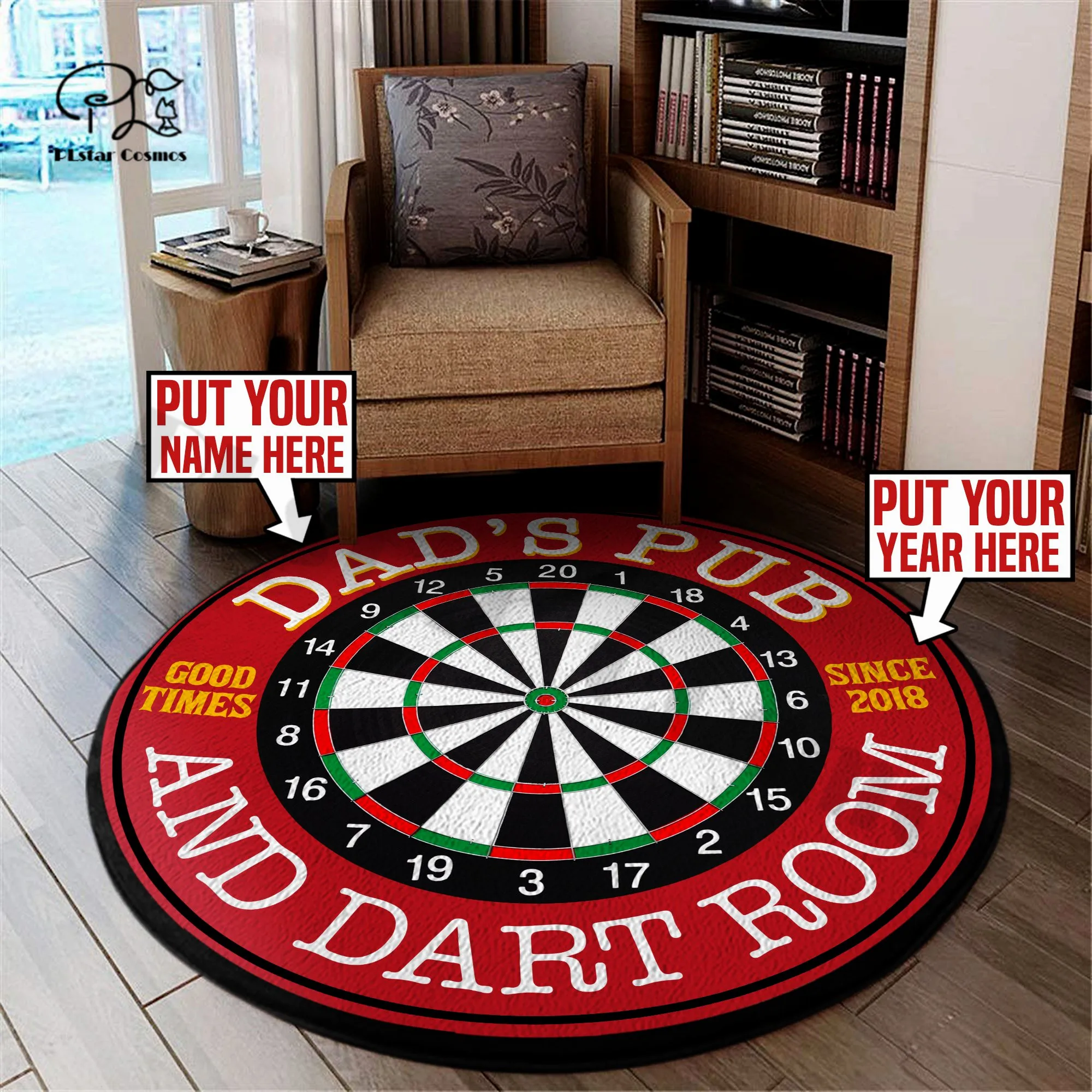 

Dart Bord Club Sport Custom Name&Year Round Rug 3D Area Rug Non-slip Mat Dining Room Living Room Room Mat Soft Bedroom Carpet -1