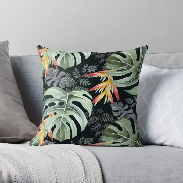 

Watercolor Tropical Vibe Leafy Pattern Printing Throw Pillow Cover Waist Office Wedding Case Fashion Sofa Pillows not include