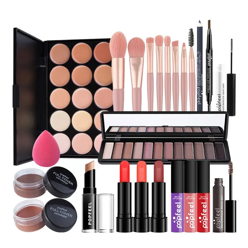 

Makeup Palette Eyeshadow Powder Blush Lip Stick 24Pcs Cosmetics Kit Eye Primer Waterproof Lip Gloss Make Up Set Makeup Gift Box