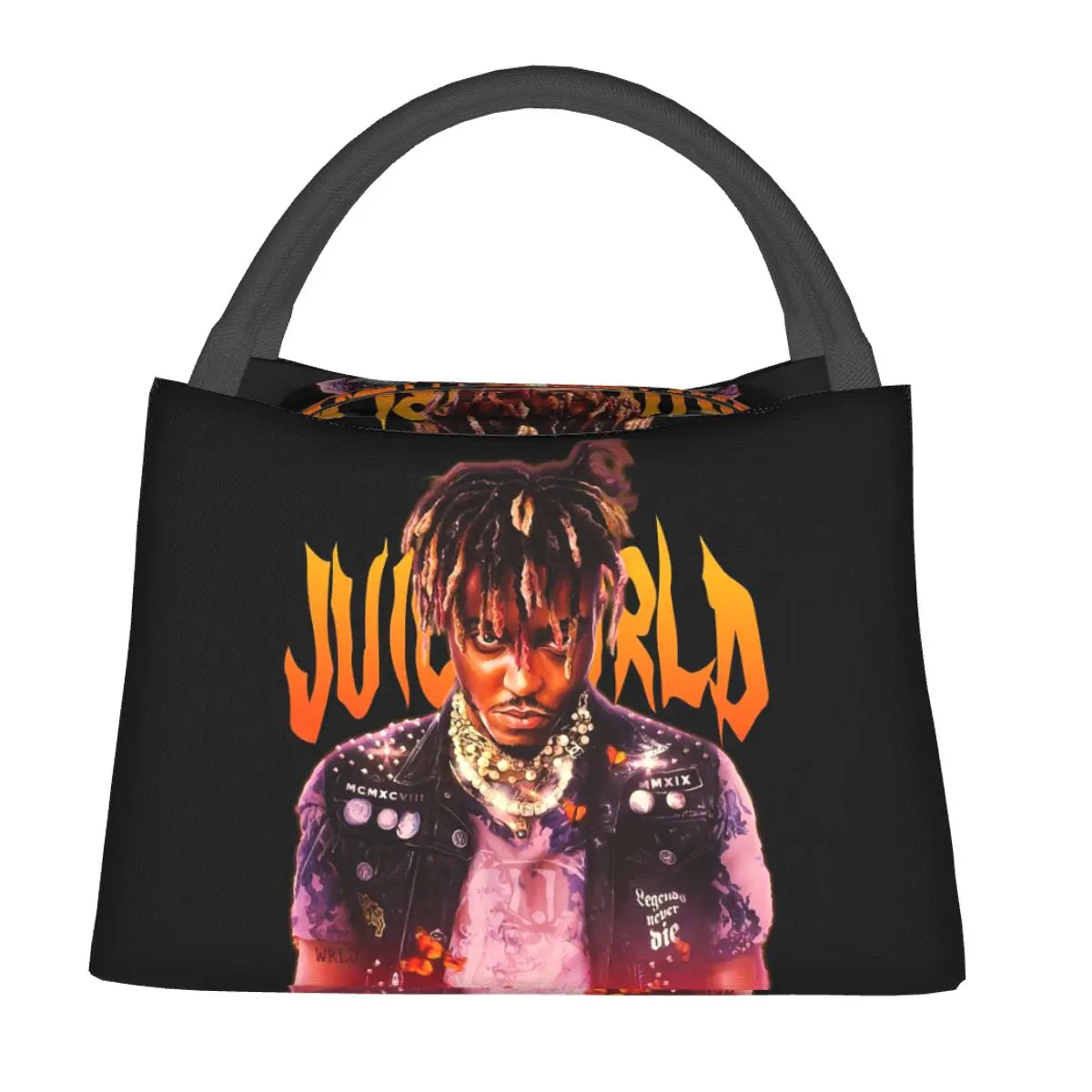 Фото Термосумка для обеда Juice Wrld в стиле стритвир для женщин и детей, герметичная сумка для еды, термоконтейнер. №1