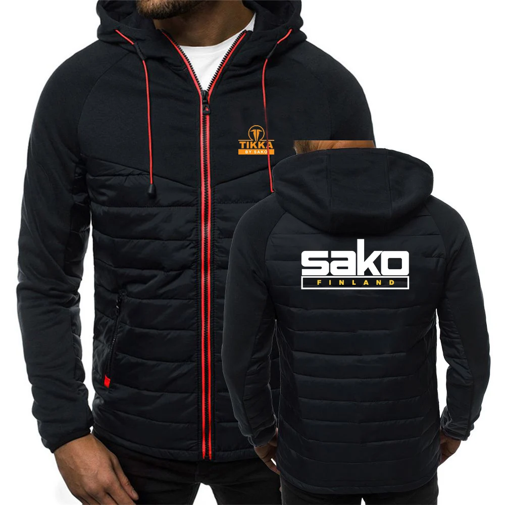 Мужская зимняя хлопковая куртка с капюшоном и на молнии |