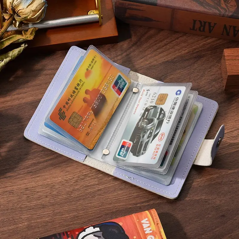 Cute Card Bag Female Small Multi-Card Large Capacity Purse Anti-Theft Brush Driver'S License Set Short Wallet