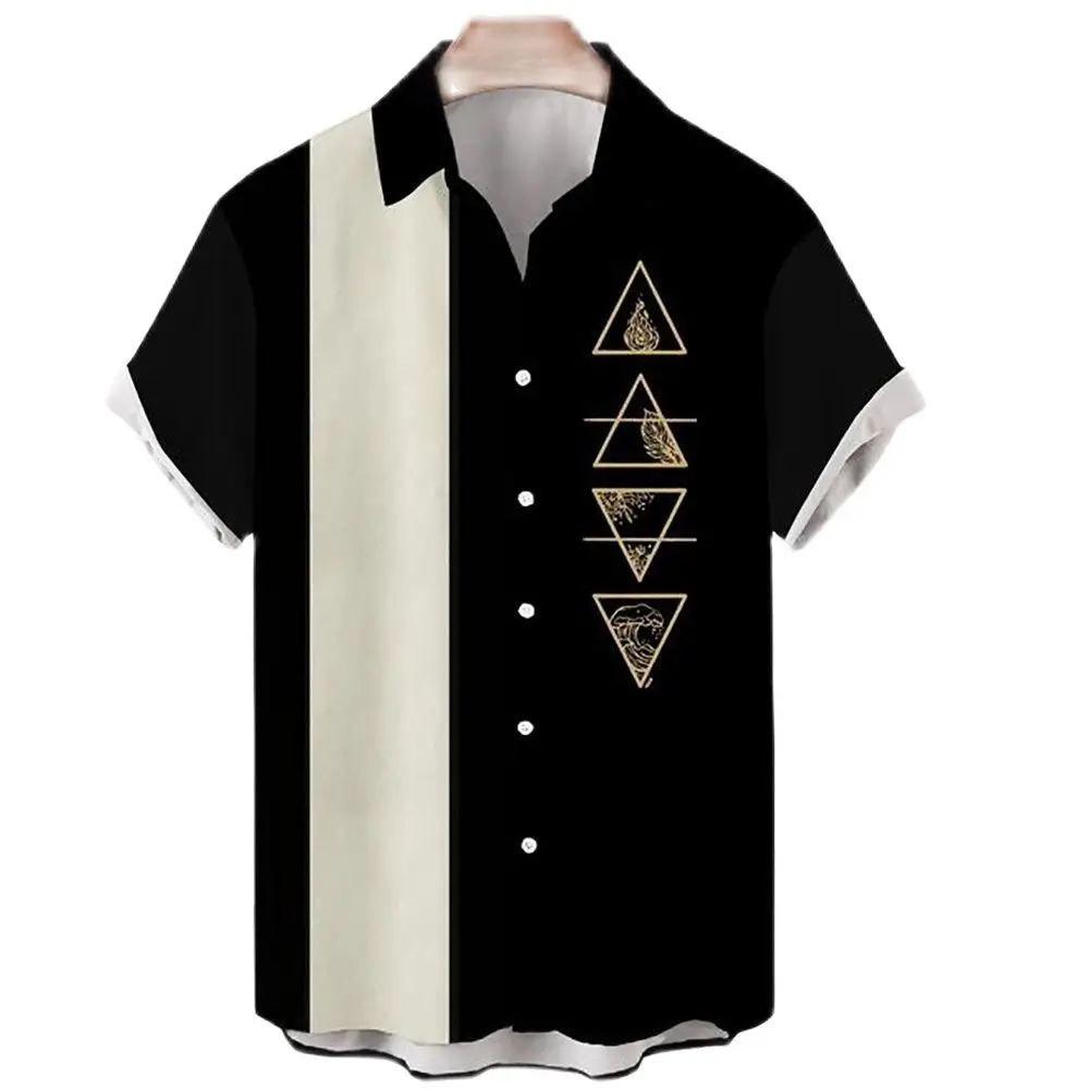 Men's Hawaiian 3DShirt Simple Fashion Trend Casual Single-Breasted Summer Beach Short-Sleeved Quick-Drying Oversized T-Shirt Top