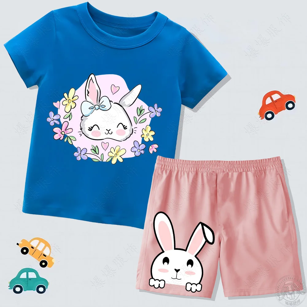 Красочный Летний Комплект Для Девочек — Хлопковая Футболка И Брюки Из