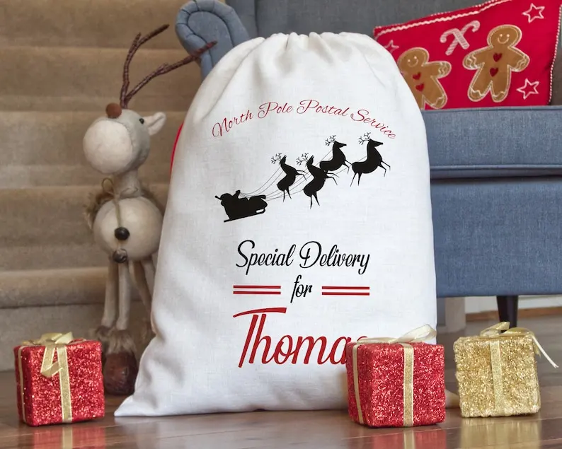 

Christmas sack personalised, large santa sack, Father Christmas present sack