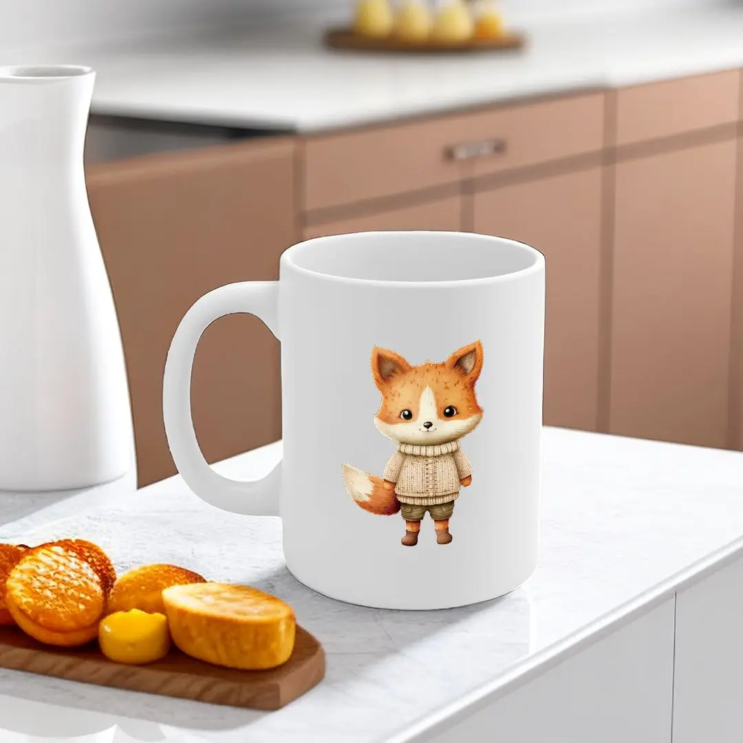 8 шт. водонепроницаемые наклейки на чашки уютная лисица в осени