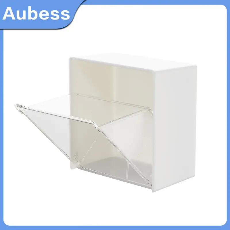 

Multifunctional Flip Storage Box Transparent Punch-free Lipstick Storage Box Wall Mounted Adhesive Storage Dispenser 1pcs