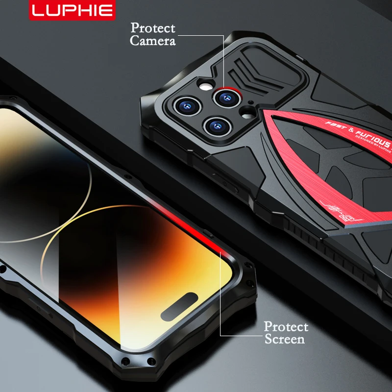 Luphie Metal Full Protect Armor Чехлы для телефонов Iphone 16 15 14 13 11 Pro XS Max X XR 8 7 SE Противоударный