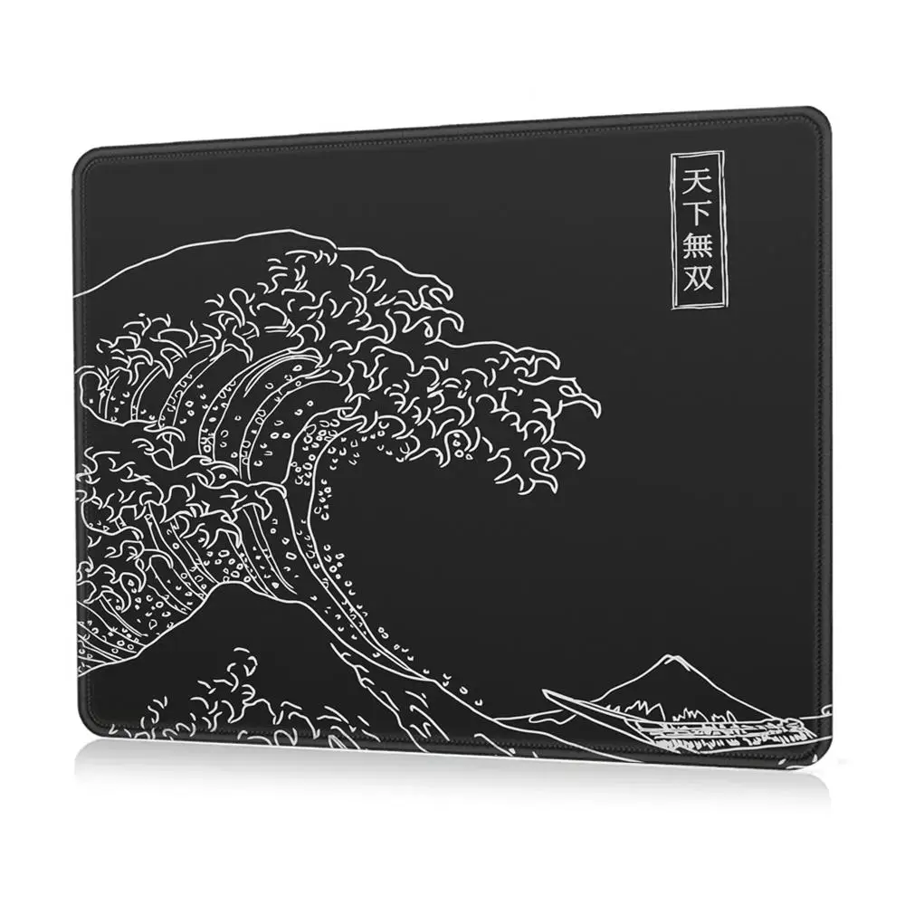 Фото Коврик для мыши Black Sea Wave, 450*400 мм, увеличенный игровой коврик для мыши, настольный коврик с прошитой противоскользящей резиновой основой для клавиатуры №4