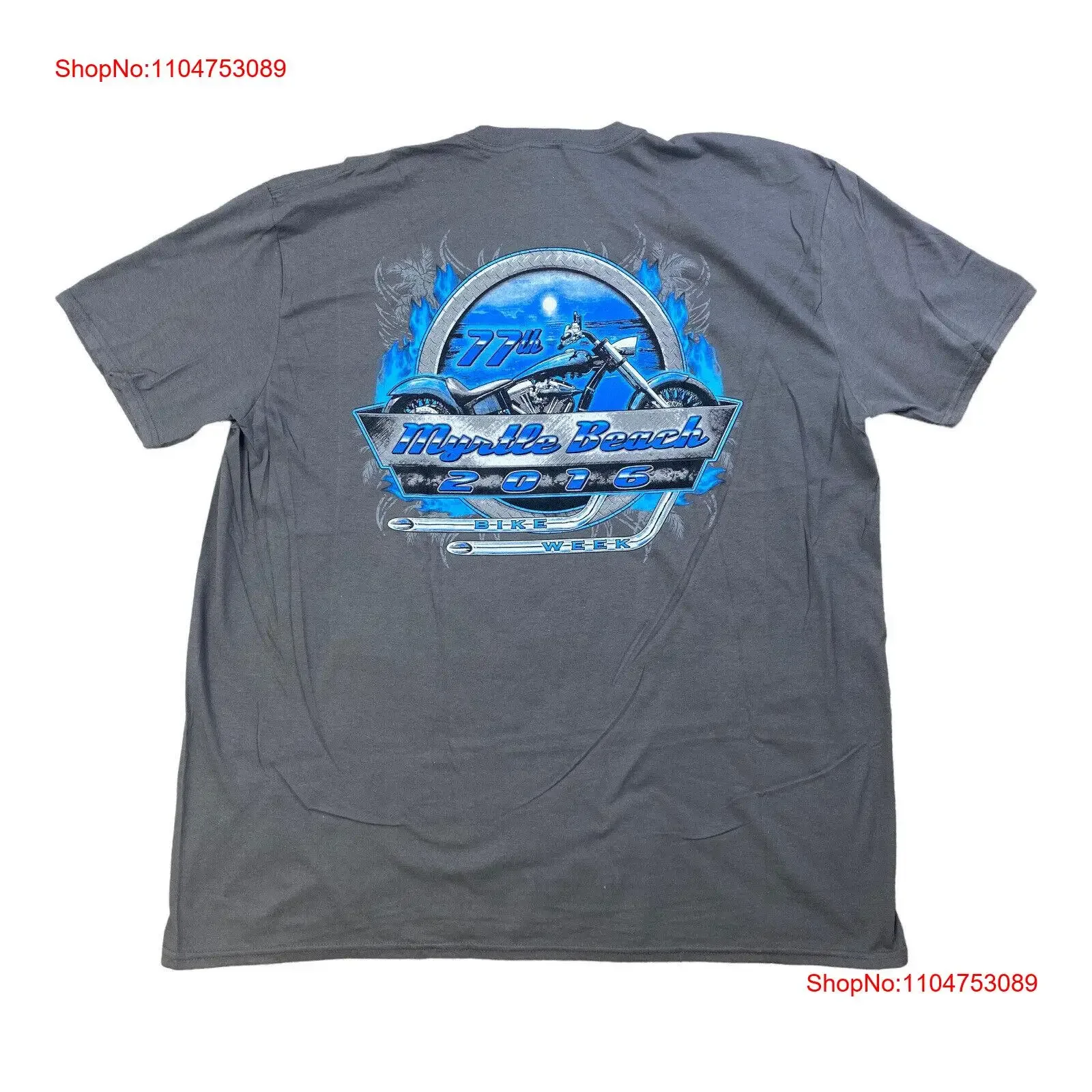 Фото Spring Bike Rally 2016 Gray T Shirt 2XL Myrtle Beach SC 77th Anniversary NWT vintage Washed homme designer clothes Unisex №1