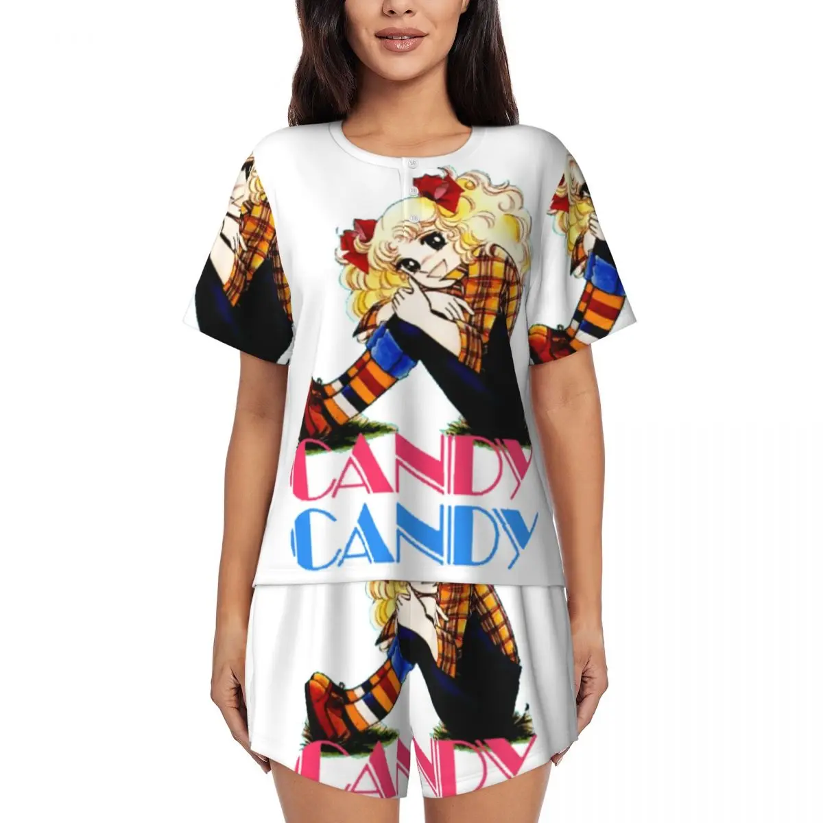 Женский пижамный комплект из 2 предметов с коротким рукавом и принтом