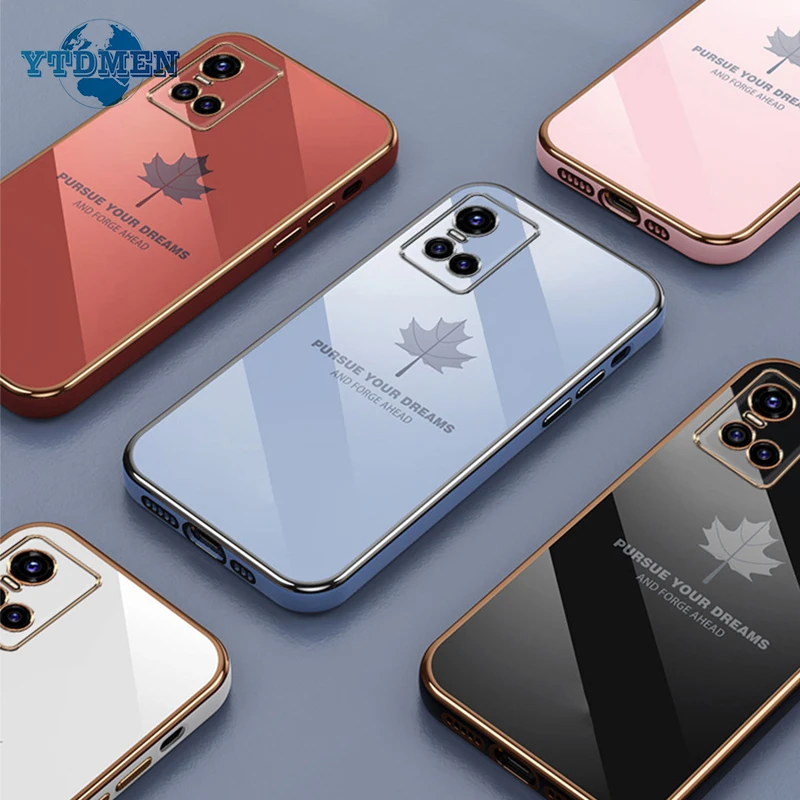 

Luxury Plating Phone Case For Samsung Galaxy S23 Ultra A53 5G S22 S20 FE A52 S21 A13 Maple Leaf Silicone Protection Cover