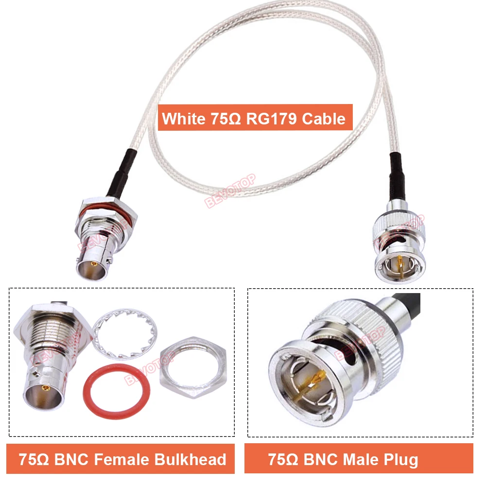 BEVOTOP белый кабель RG179 75 ом BNC Мужской Женский Разъем адаптер перемычка для