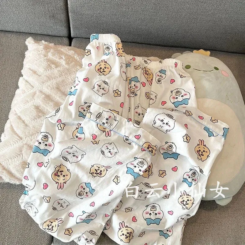 Kawaii Chiikawa пижамы милые осенне-зимние аниме мультфильм с длинными рукавами