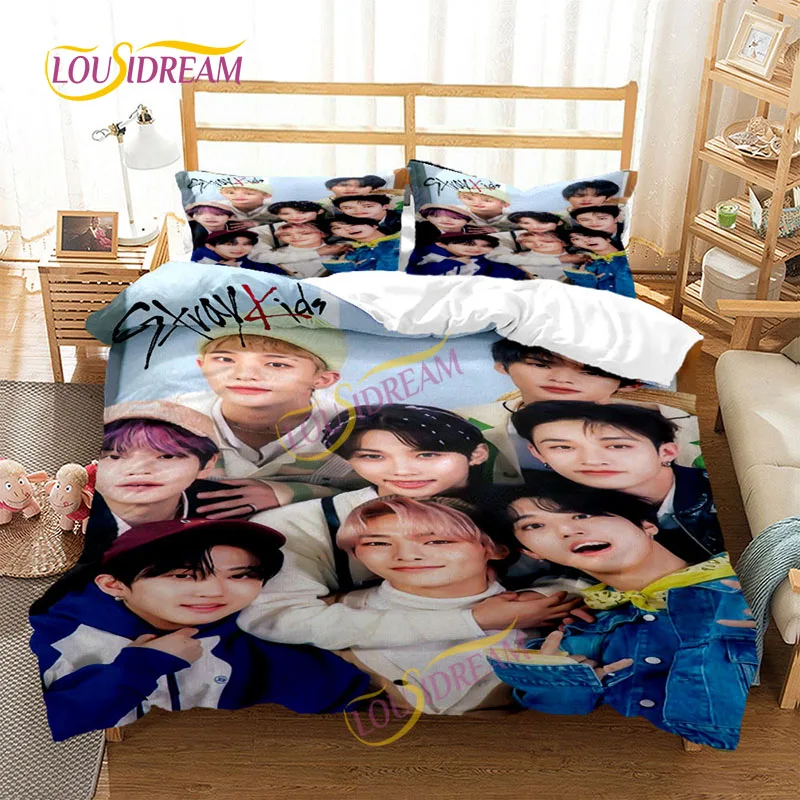 

K-POP Popular Fans Stray Kids Bedding Set Duvet Cover Comfortable Bed Single Double Bed Full Size Kids Girls Boys Gift