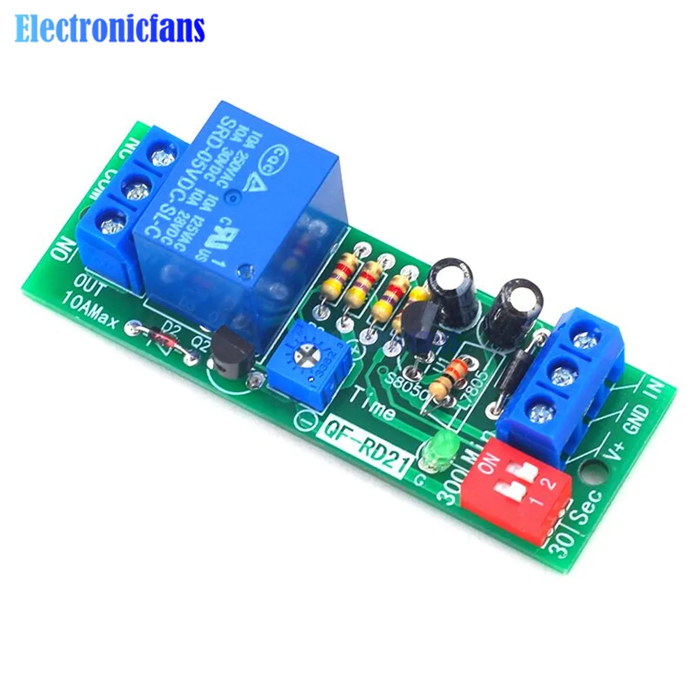 

DC 5V 12V 24V Delay Relay Module 0.2s-300minutes 4 Time Ranges Power-off Delay Disconnect Relay Module High Low Level Relay