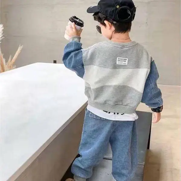 

Suit Spring 2023 Style Two-piece Clothing Set For Fashion Top+pant Denim Yrs Baby 2-8 Autumn Boys Sets Korean Children's Kids
