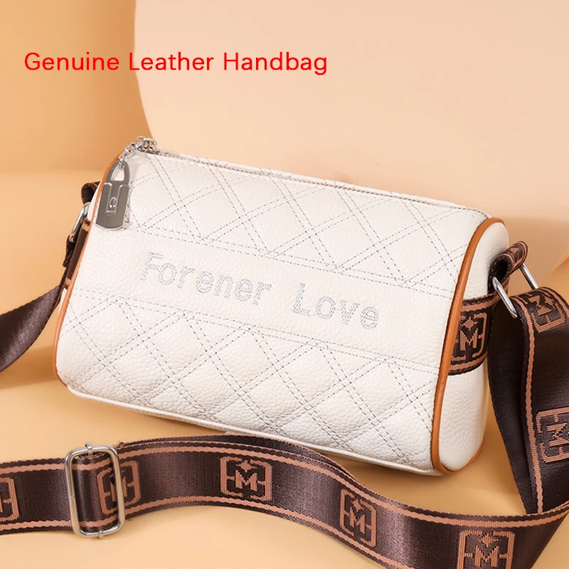 

Designer Handbags 100% Genuine Leather Luxury Brand Handbag Wide Strap Crossbody Bags Shoulder Bag For Fashion Soft Women Bag